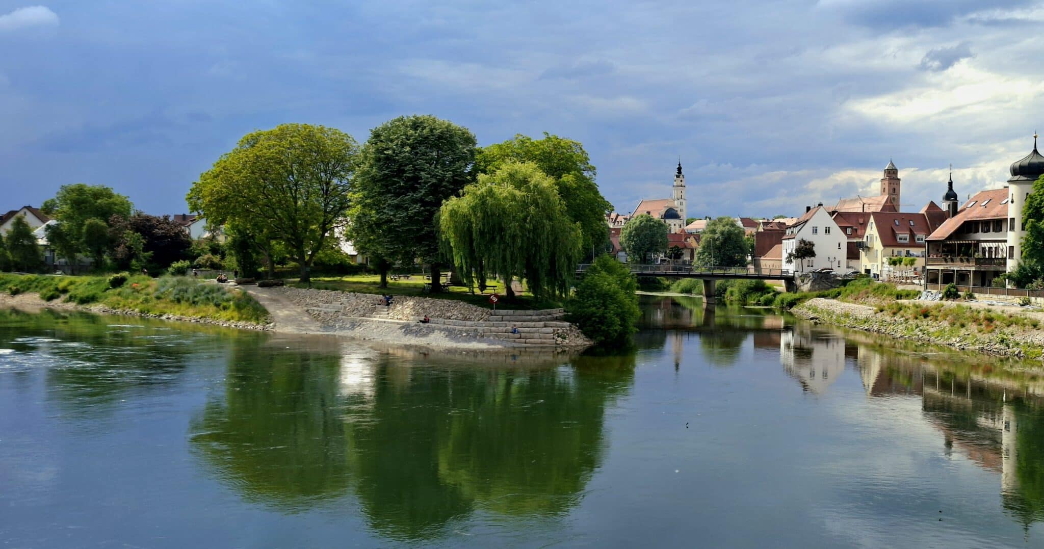 Zusammenfluss von Wörnitz und Donau am sog. Donauspitz in Donauwörth
